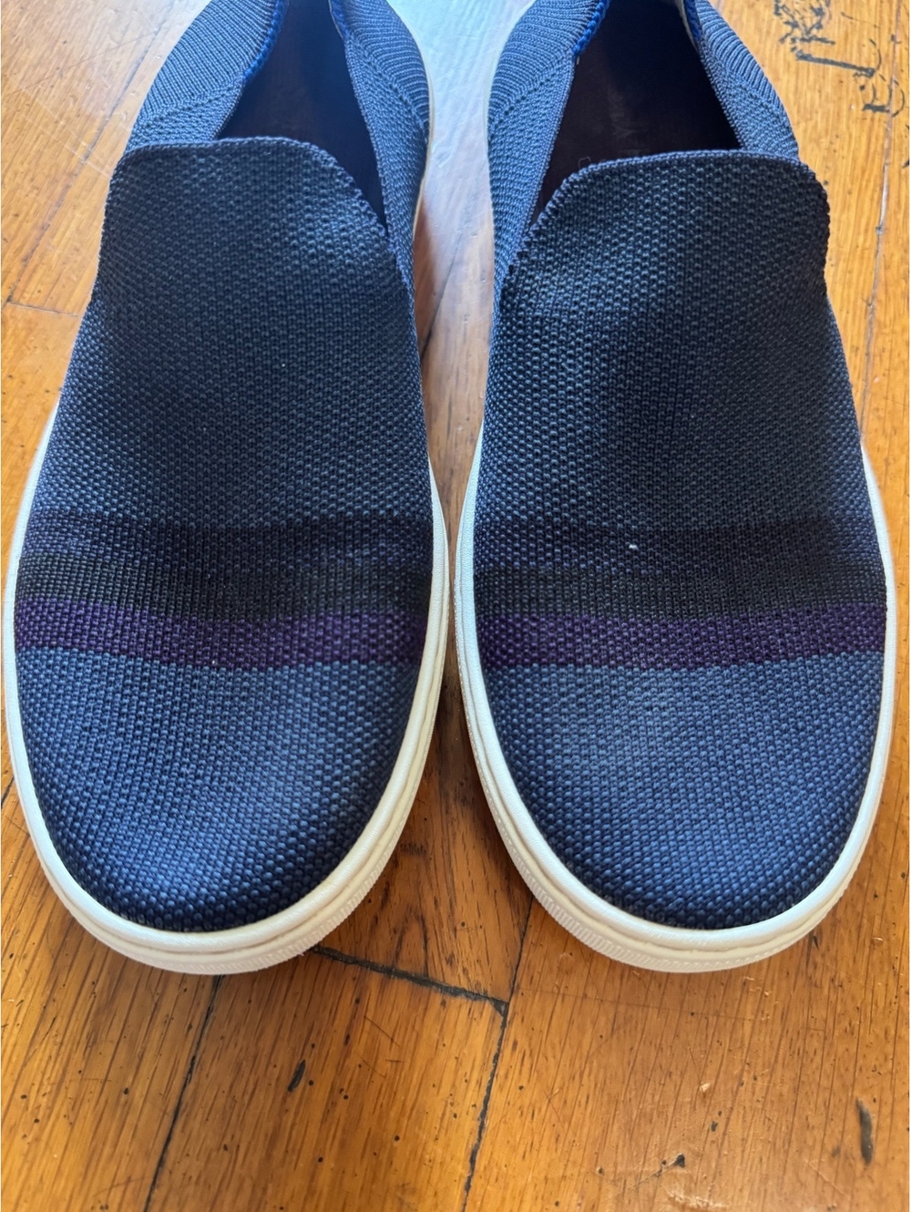 Rothy's The Sneaker Navy Blue Shadow Stripe Slip On Flats Women Size 7 - Picture 2 of 4